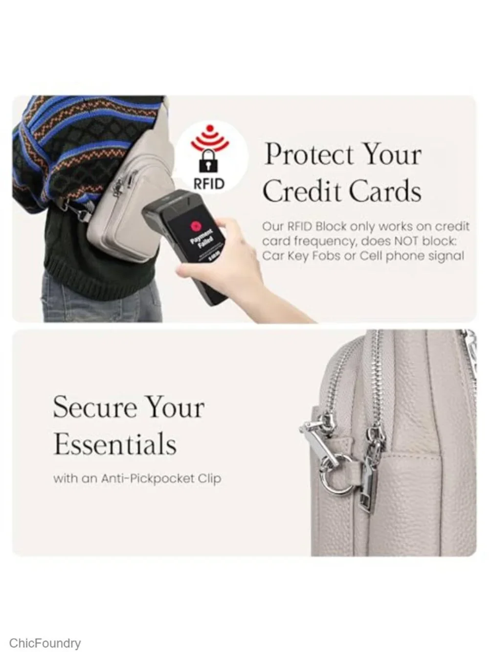 Genuine Leather Anti-Theft Crossbody Sling Bag with RFID Slots for Travel